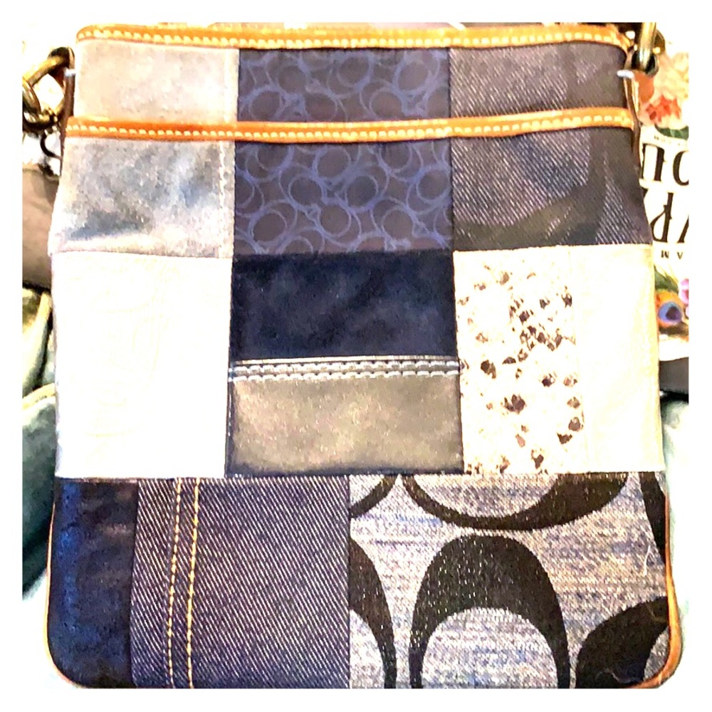 Coach Patchwork Denims/Metallics/Suede Crossbody Bag